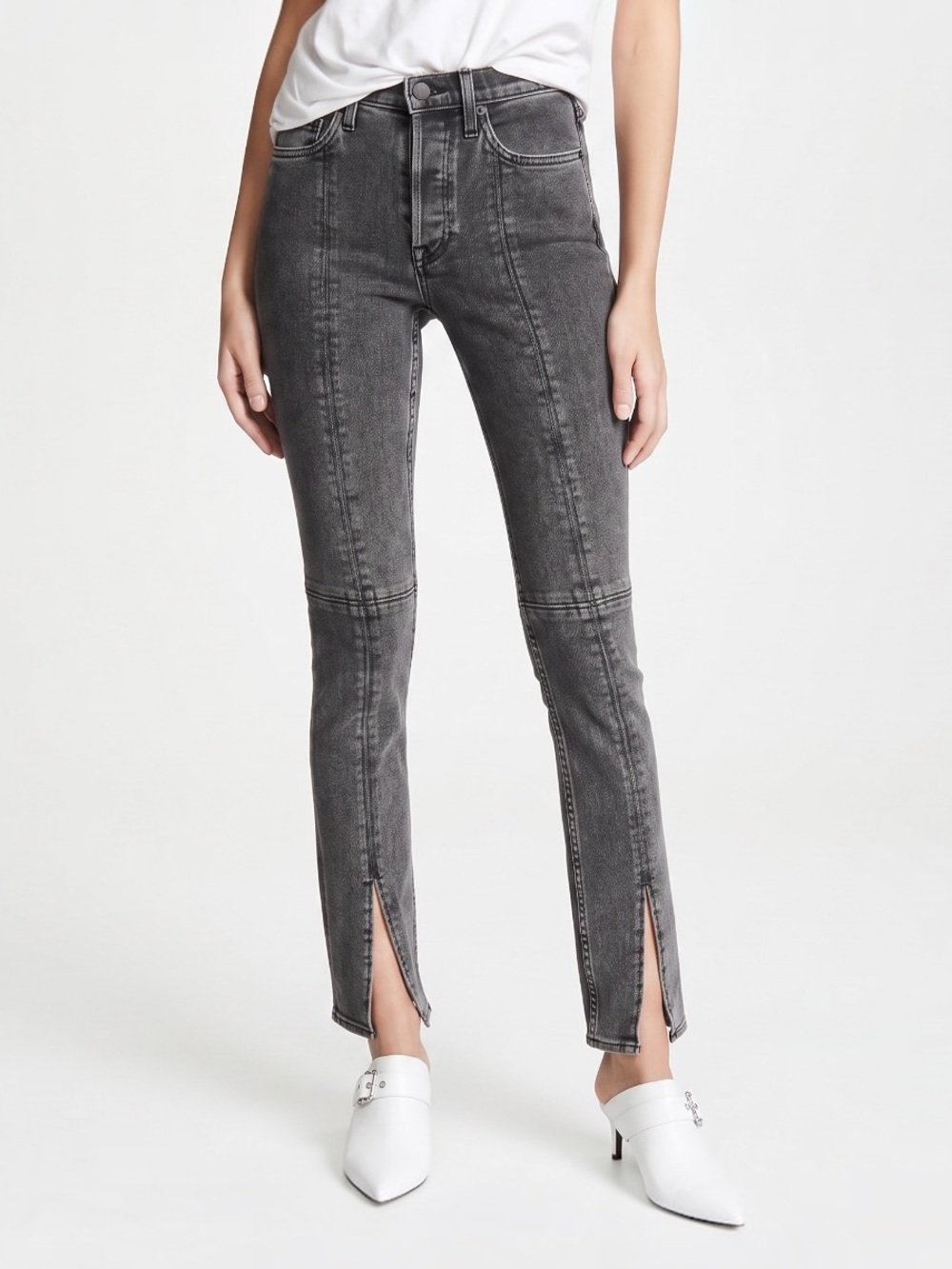 Cotton Citizen Vickie High-Rise Skinny Jeans Black Paneled Slit Hem Sz 27